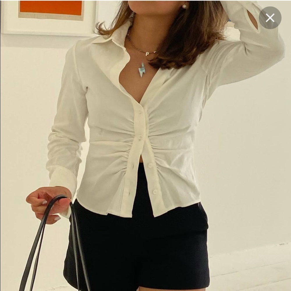 Zara NWT white ruched blouse